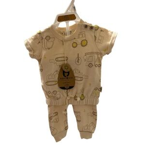 Rabbit + Bear Sweat Suit organic two piece set baby infant tractor truck